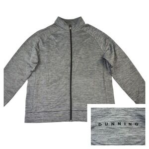 Dunning Golf Mens Grey Space Dye Full Zip Performance Jacket Size MED Mock Neck